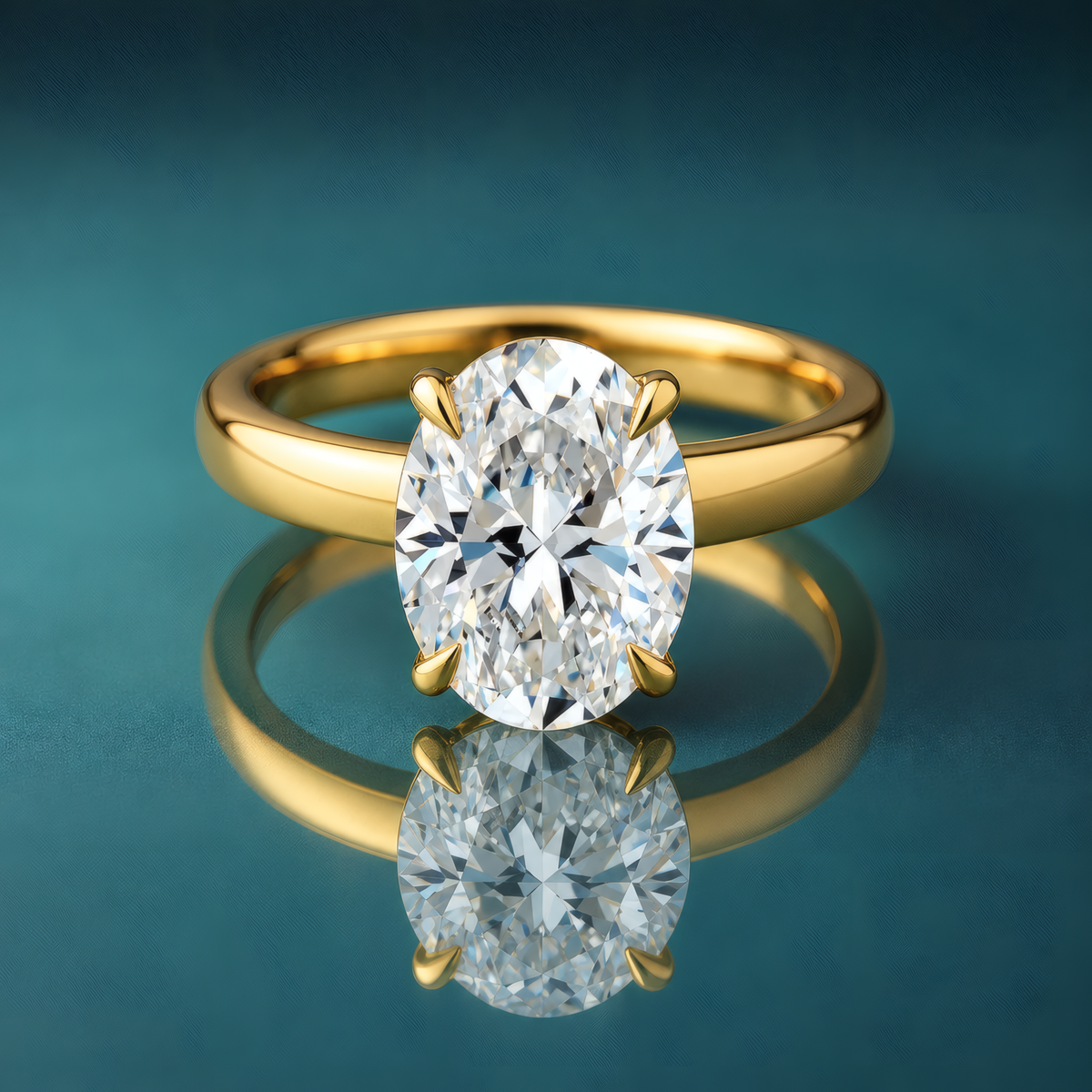 gold oval solitaire engagement ring claw prongs