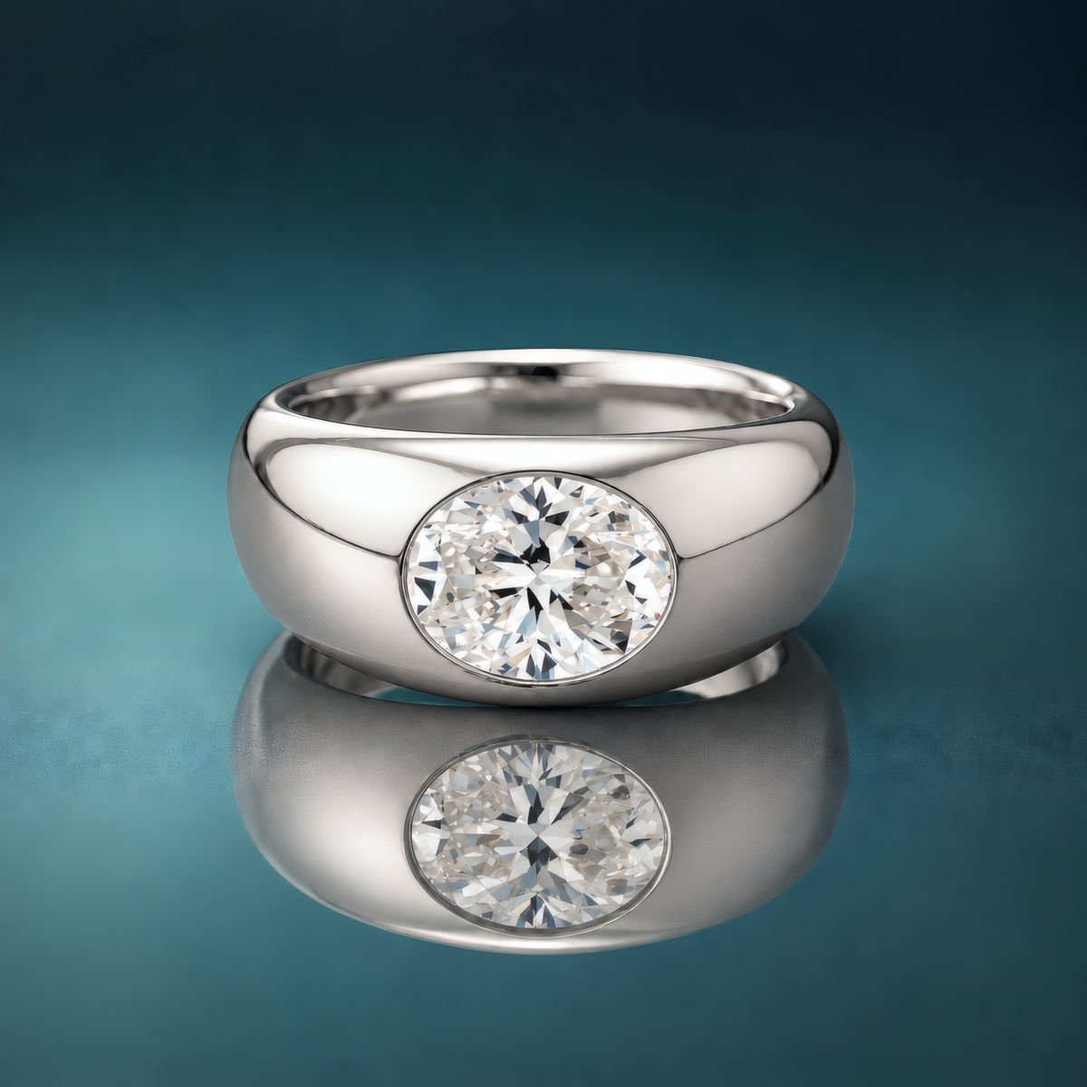 white gold solitaire engagement ring wide band