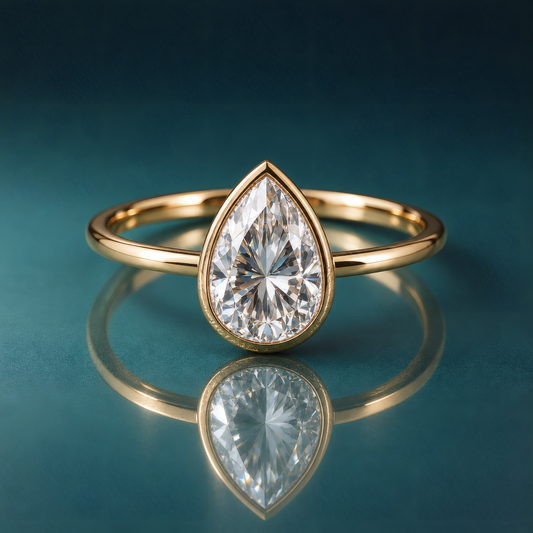 pear-shaped bezel solitaire engagement ring