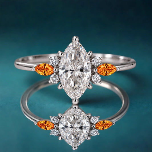 Gala marquise engagement ring studio shot