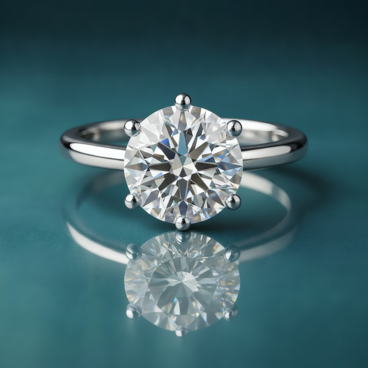 Classic white gold solitaire engagement ring 6 prongs