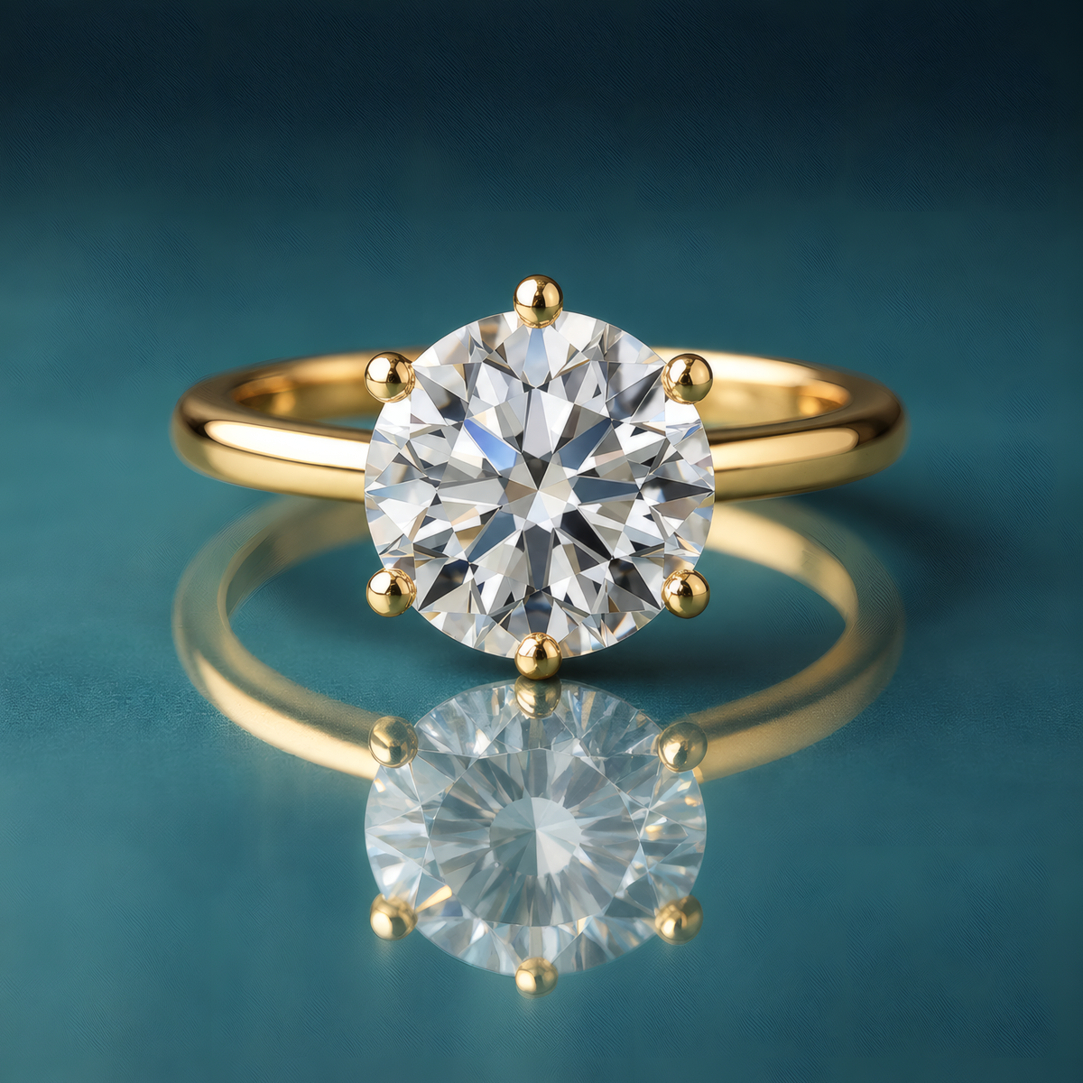 Classic gold solitaire engagement ring 6 prongs