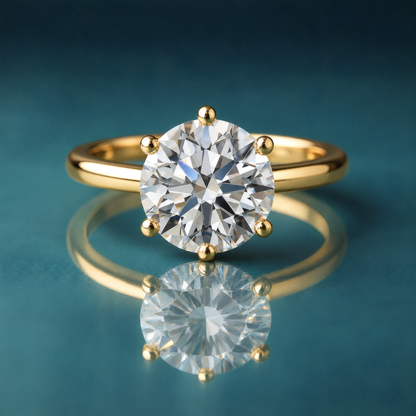 Classic gold solitaire engagement ring 6 prongs