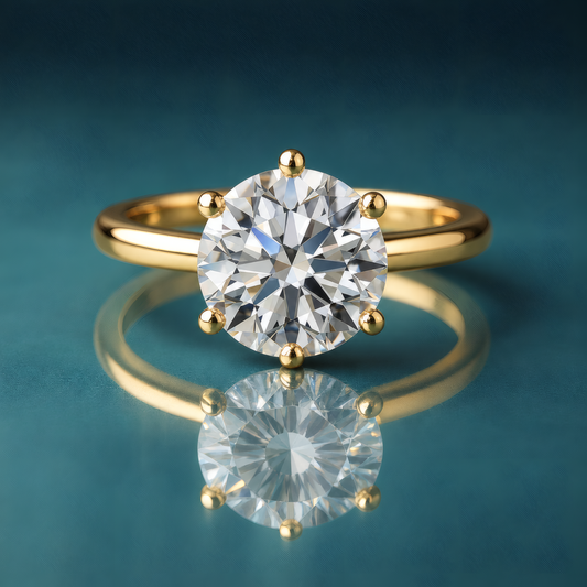 Classic gold solitaire engagement ring 6 prongs