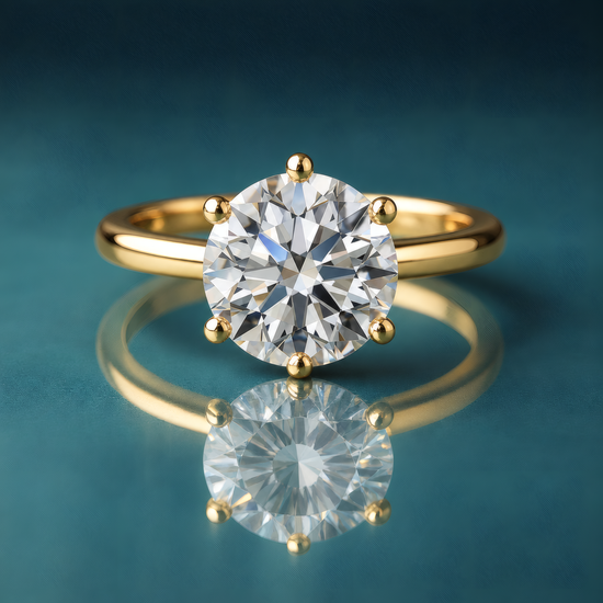 Classic gold solitaire engagement ring 6 prongs