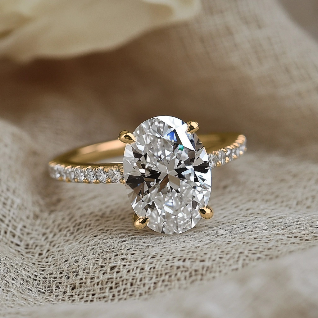 Yellow Gold Oval Diamond Engagement Ring