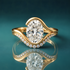 Gold bypass oval engagement ring unique engagement ring