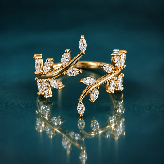 Marian Gold Vine Wrap Marquise-Cut Diamond Leaves