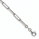 Close-up of the lobster clasp at the end of the 4.4mm sterling silver 18" paperclip chain.