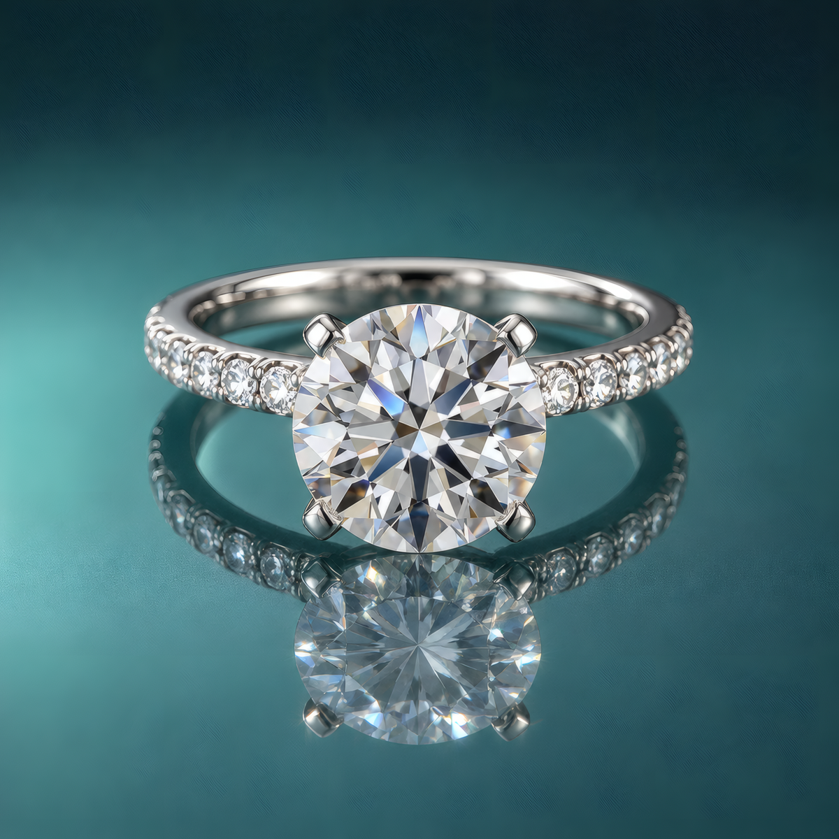 Gold solitaire engagement ring with side diamonds
