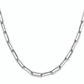 Bold 18" 4.4mm sterling silver diamond-cut paperclip chain on a white background.
