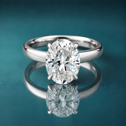white gold oval solitaire engagement ring claw prongs