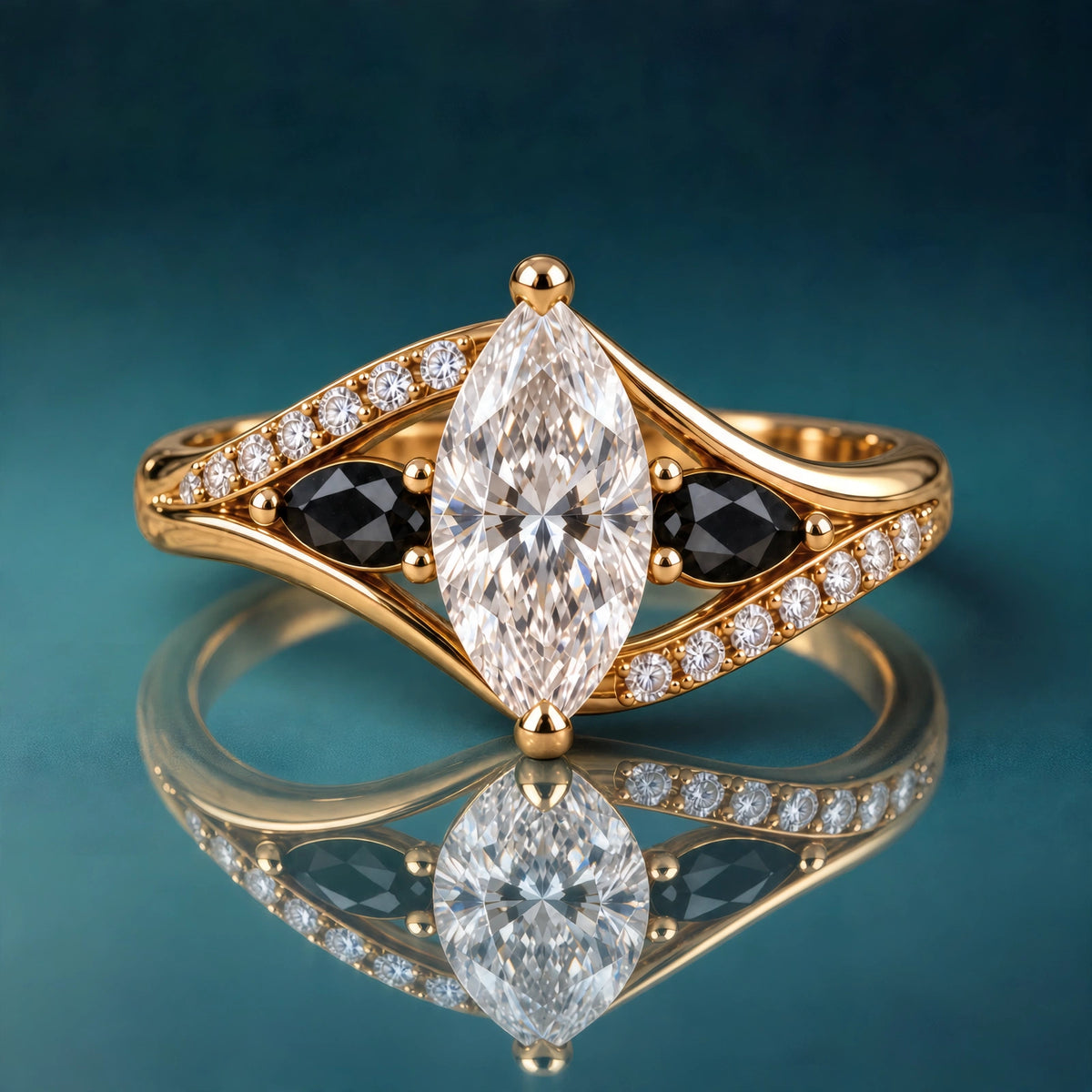 Tiel marquise engagement ring studio shot
