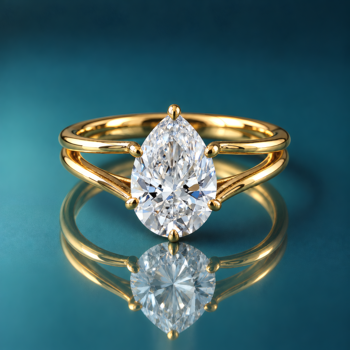 gold solitaire engagement ring split shank